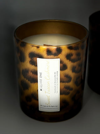 Leopard Candle Collection | Custom Scent | Clean Burning Wood Wick - Love Square One