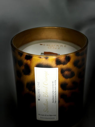 Leopard Candle Collection | Custom Scent | Clean Burning Wood Wick - Love Square One