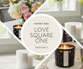 Luxury hand-poured candle with a trimmed wood wick and clean even burn pool, demonstrating proper candle care for longer burn time