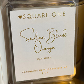 Sicilian Blood wax melt packaging with branding details