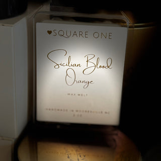 Square One Sicilian Blood Orange wax melt packaging