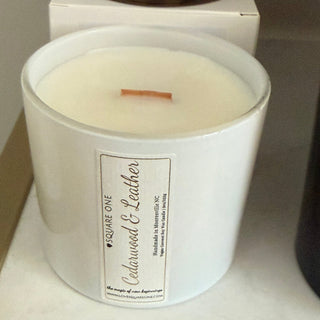 Cedarwood & Leather Candle – Warm Woods Scent - Love Square One