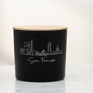 Custom City Skyline Engraved Candle - Love Square One