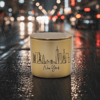 Custom City Skyline Engraved Candle - Love Square One
