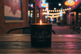 Custom City Skyline Engraved Candle - Love Square One