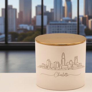 Custom City Skyline Engraved Candle - Love Square One