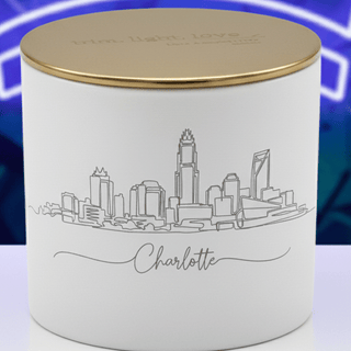 Custom City Skyline Engraved Candle - Love Square One