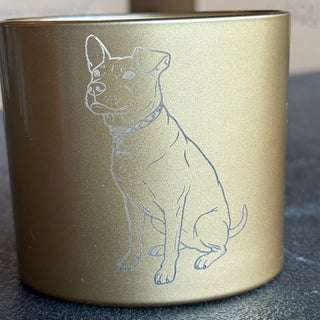 Custom Dog Portrait Engraved Candle Jar - Love Square One