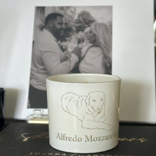 Custom Dog Portrait Engraved Candle Jar - Pick Up Locally at Olive and Vine Lake Norman - Love Square One