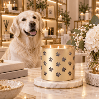 Gold PAWpercorn & Citrus Paw Wrap Design Candle - Love Square One