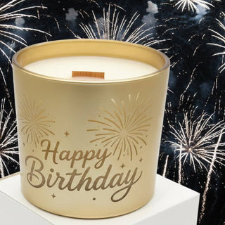 Happy Birthday Coconut Soy Wood Wick Candle, 9 oz - Love Square One