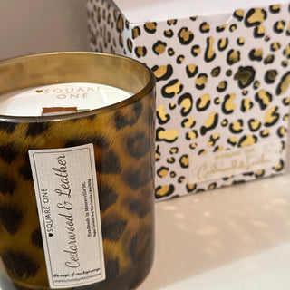 Leopard Container Candle – Custom Scent, Coconut Soy, Wood Wick - Love Square One