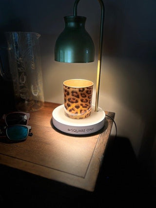 Leopard Print Candle – Limited Edition 9oz Coconut Soy Wax, Wood Wick Candle | Gift - Boxed | Available in Peppercorn & Citrus or Velvet & Smoke - Love Square One
