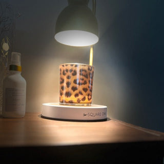 Leopard Print Candle – Limited Edition 9oz Coconut Soy Wax, Wood Wick Candle | Gift - Boxed | Available in Peppercorn & Citrus or Velvet & Smoke - Love Square One