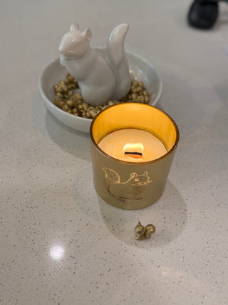 Squirrel – Velvet & Smoke Limited Edition Candle | Earthy Moss & Ozone | Gold Jar with Squirrel Design - Love Square One